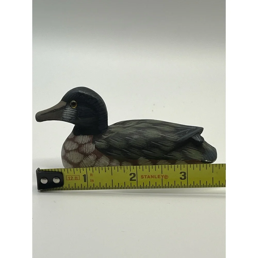 Lot of 2 Small Carved Wooden Ducks Miniature Decoys Figurine READ